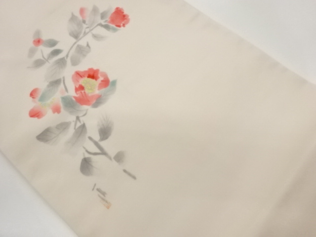 作家物　手描き抽象薔薇模様名古屋帯